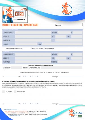 Modulo richiesta Kinemacard